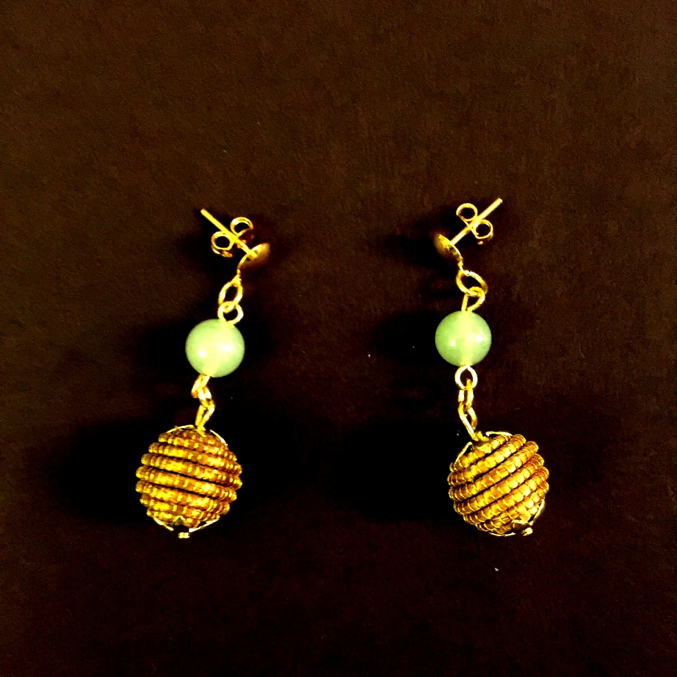 Earrings - Orb with green stone (CDJ)
