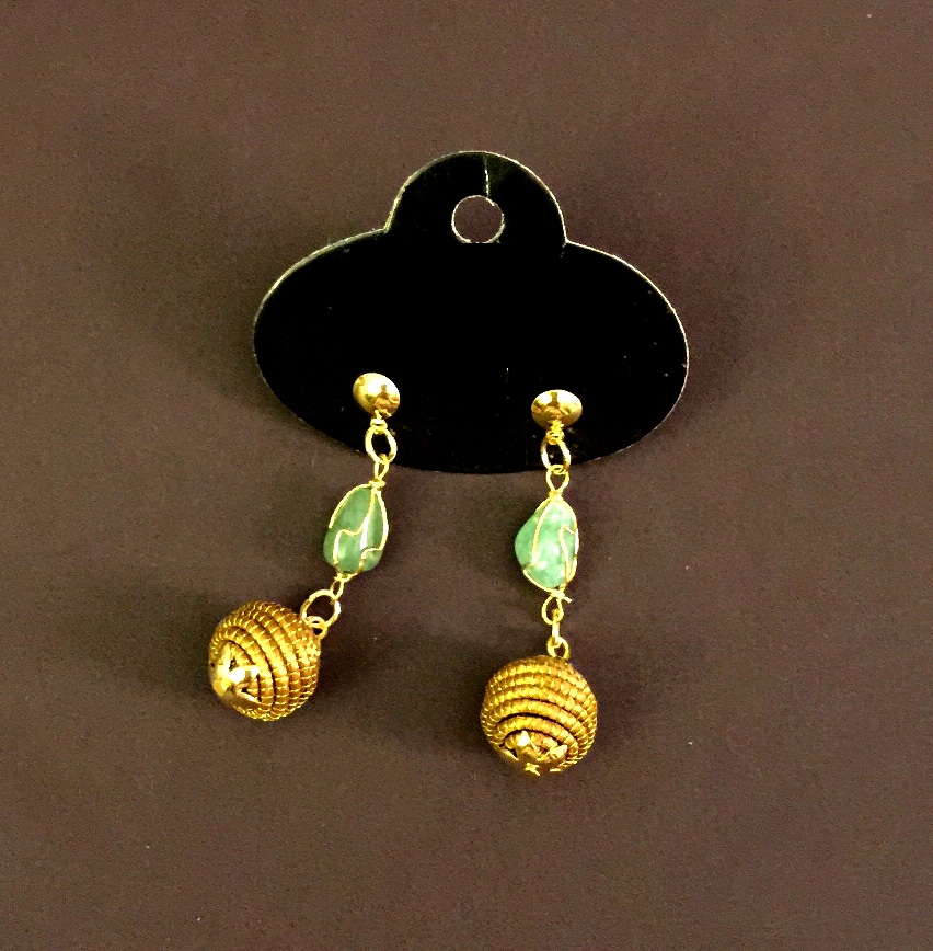 Earrings - Orb with green stone (CDJ)