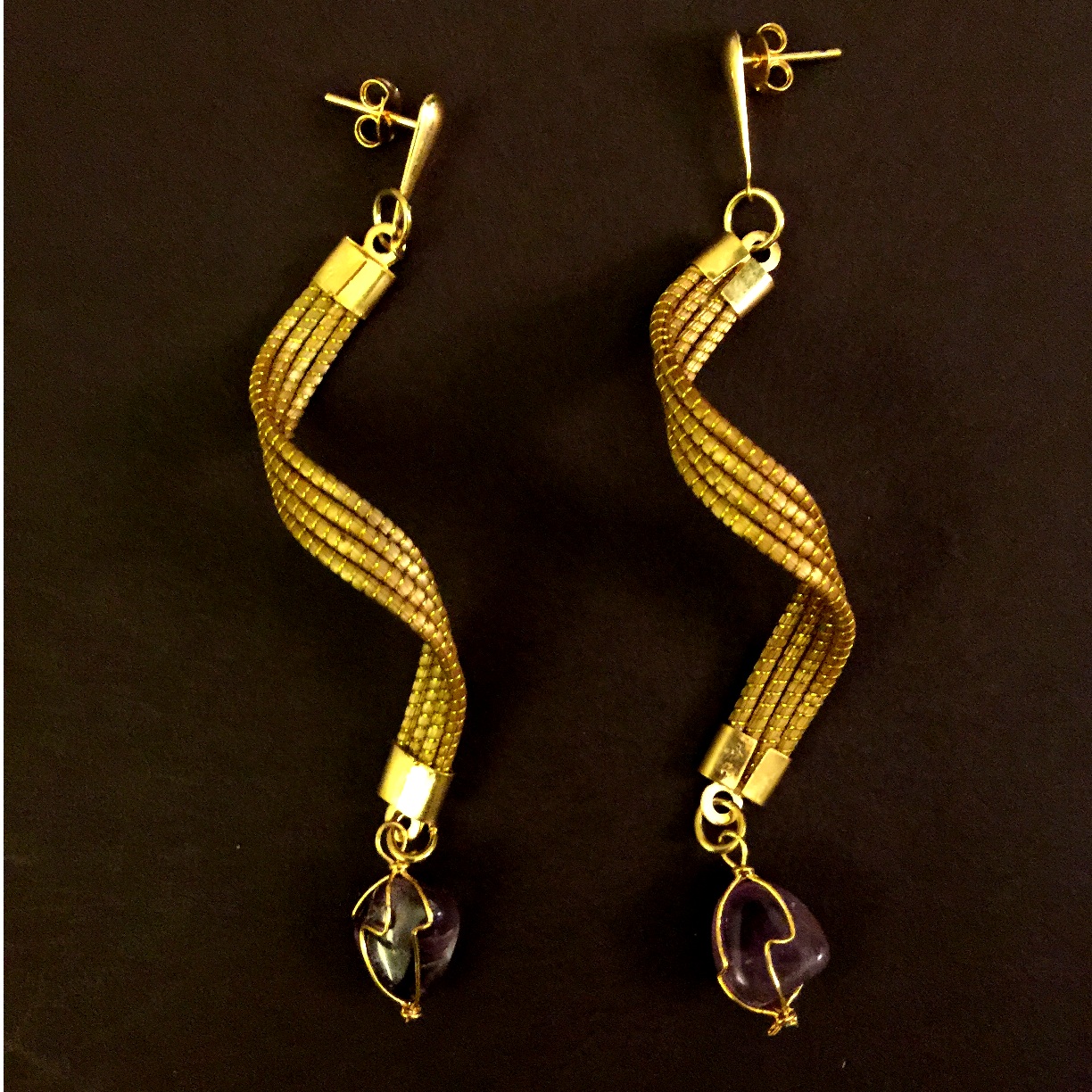 Earrings - Twisted with stone (CDJ)