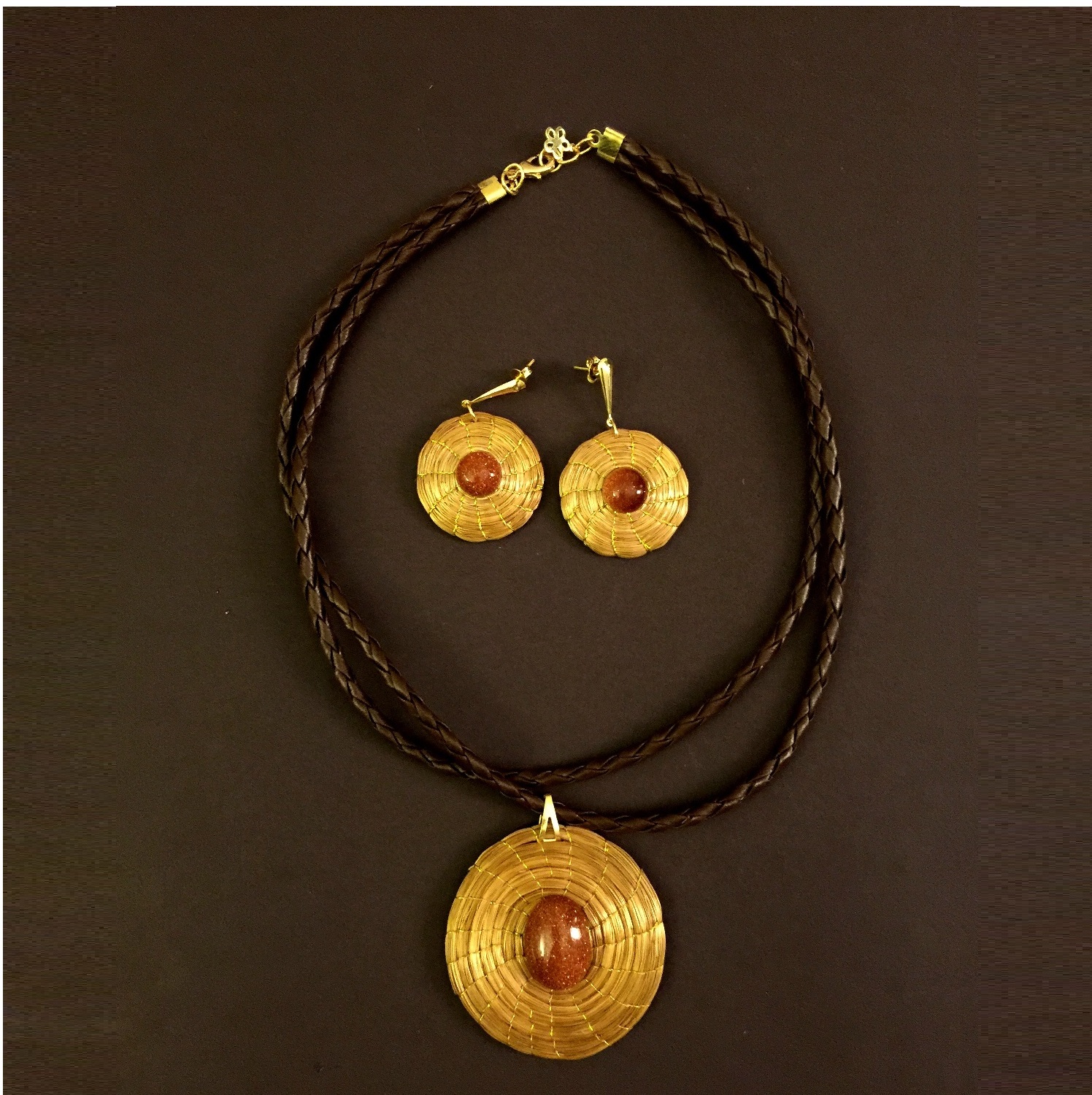 Necklace and Earrings Set- Sun Stone (CDJ)