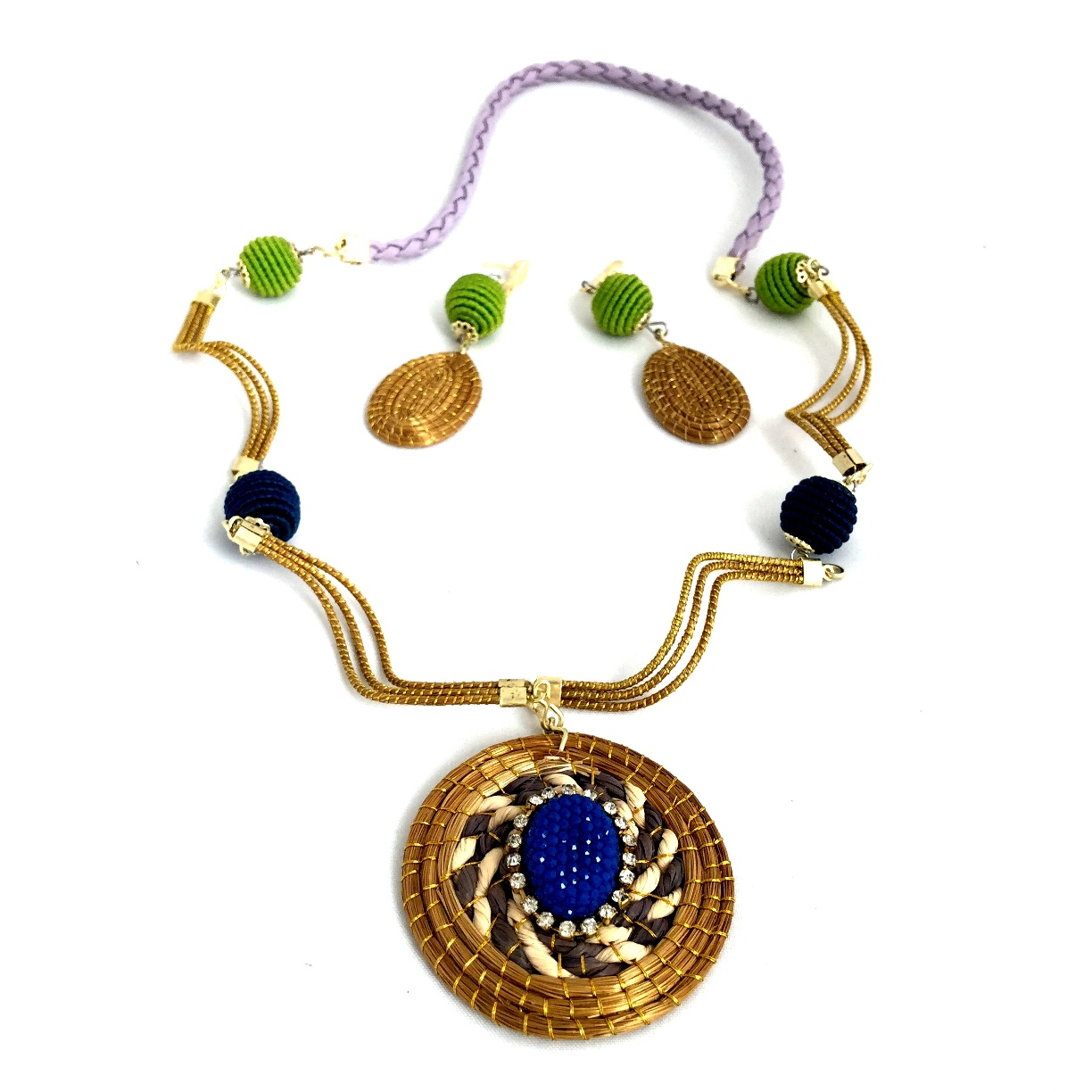 Necklace and Earring Set - Mandala /Blue (CDP)