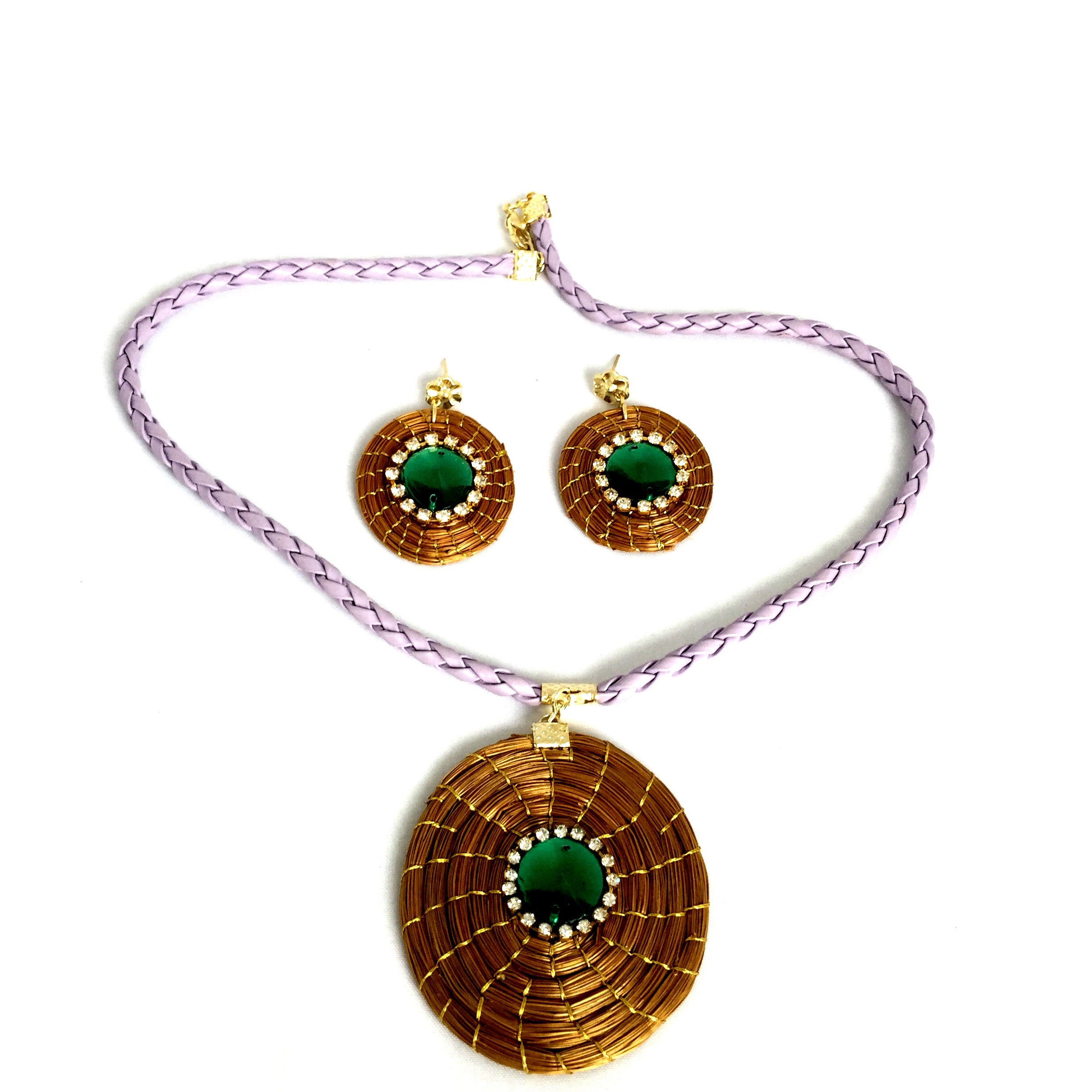 Necklace and Earring Set - Green Stone(CDP)