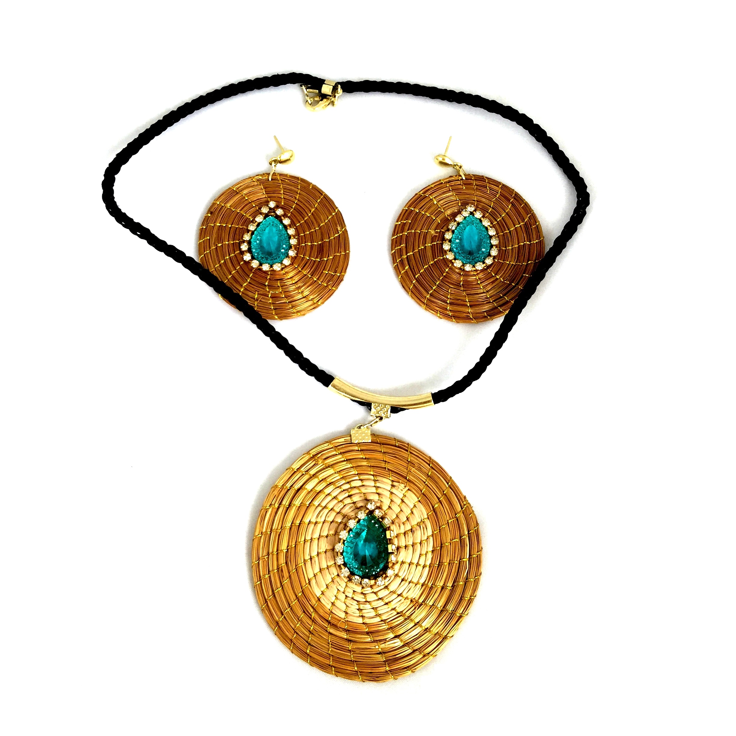 Necklace and Earring Set - Blue Stone (CDP)
