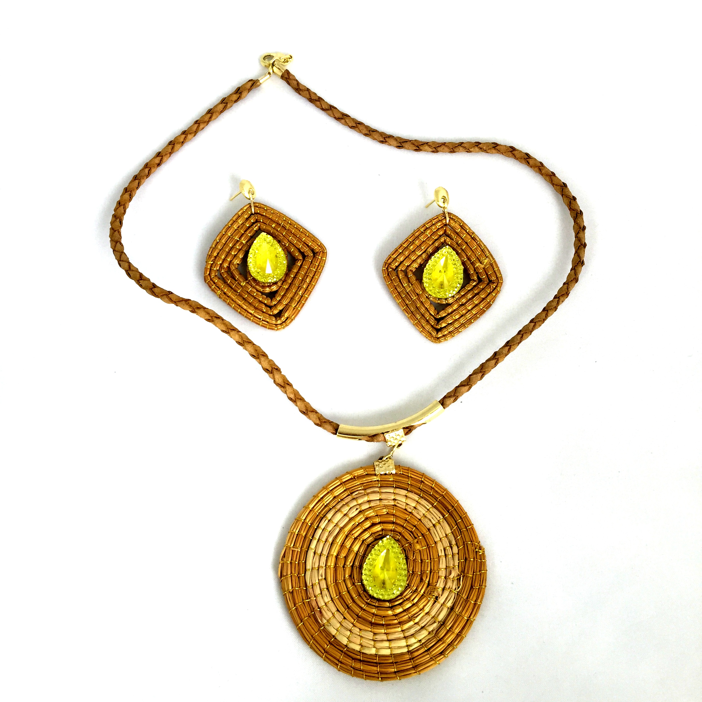 Necklace and Earring Set - Yellow Stone(CDP)
