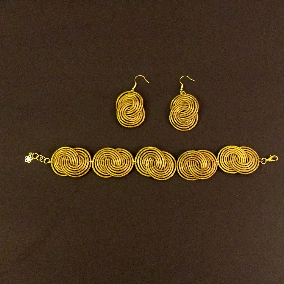 Bracelet and Earring Set - Intertwined Rings(CDJ)