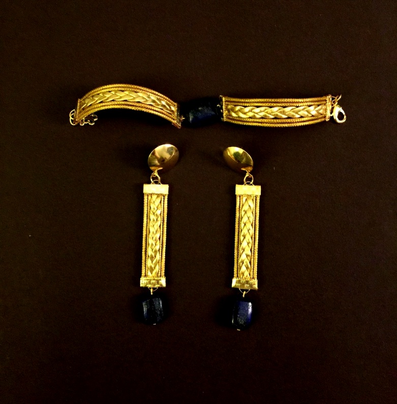 Bracelet and Earring Set - Braided with Blue Stone (CDJ)